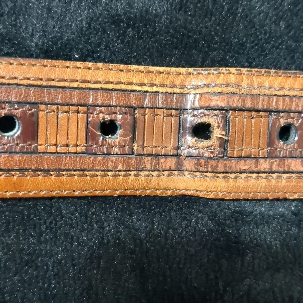 Cālé Genuine Lizard Skin Belt Size 32 (39") Brown Made in Spain - Picture 9 of 10